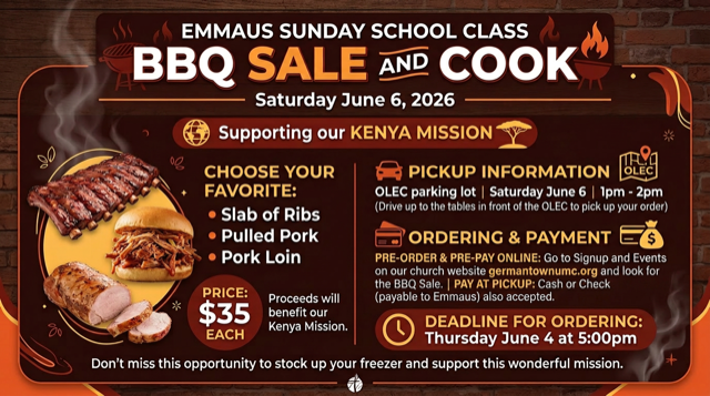 6.6.26 Emmaus Class BBQ Sale