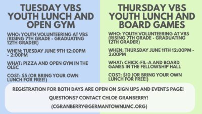 VBS Youth Lunch Days!
